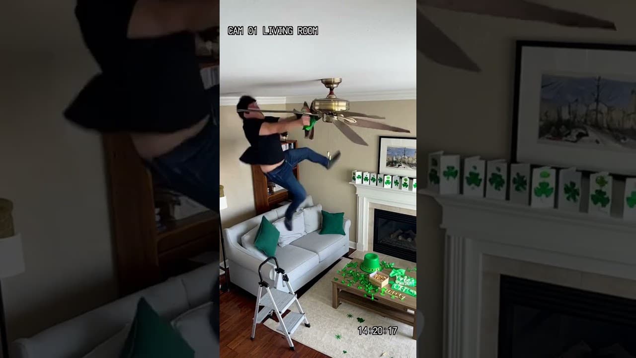 Tried to Hang St. Patrick's Day Decorations From the Ceiling Fan 🍀😱