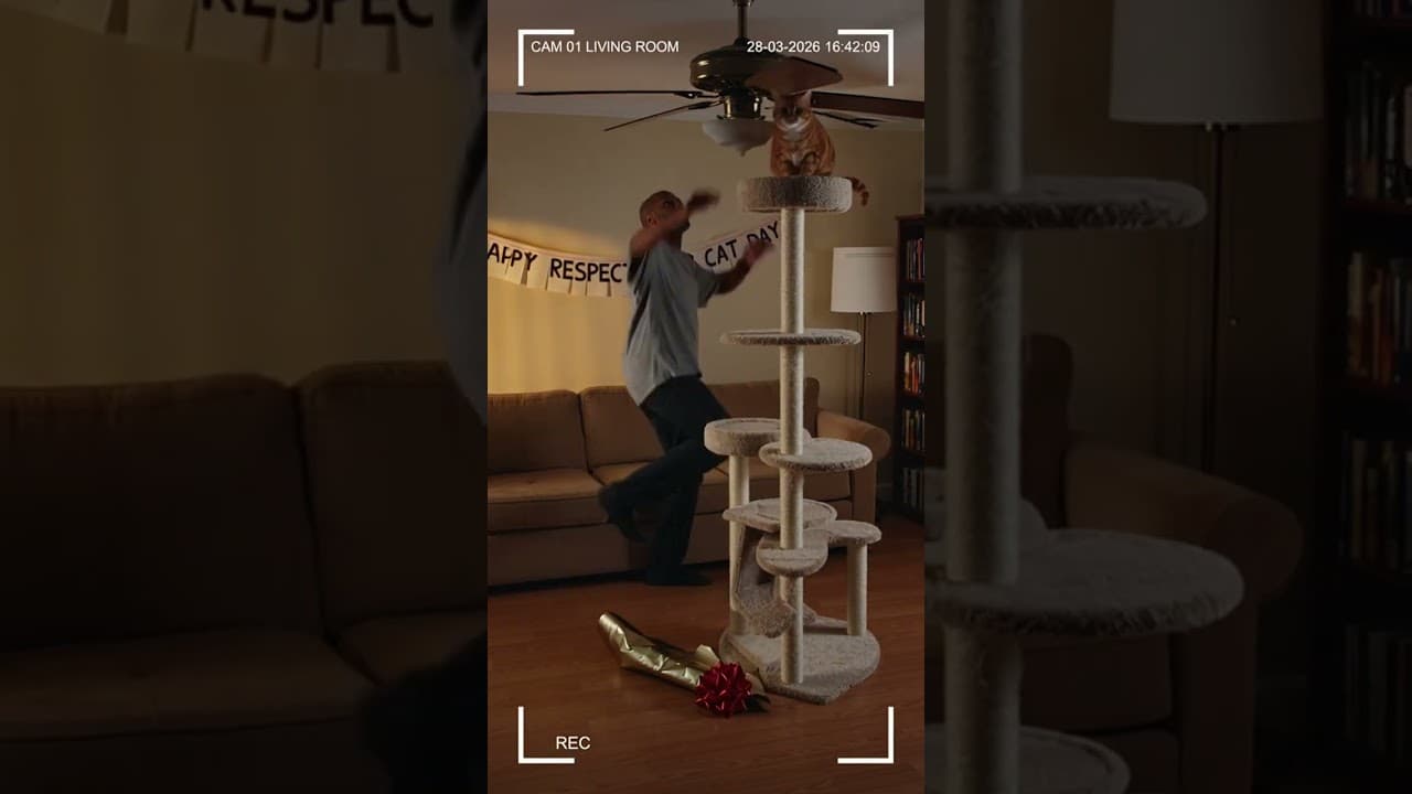 Built My Cat a $200 Cat Tower and She Chose the Ceiling Fan Instead 🐱🌪️