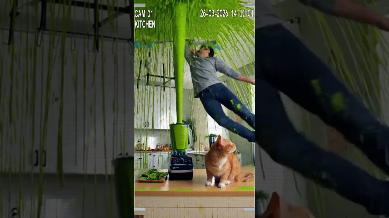 Made a Spinach Smoothie Under the Ceiling Fan and It Painted the Whole Kitchen Green 🥬🌪️